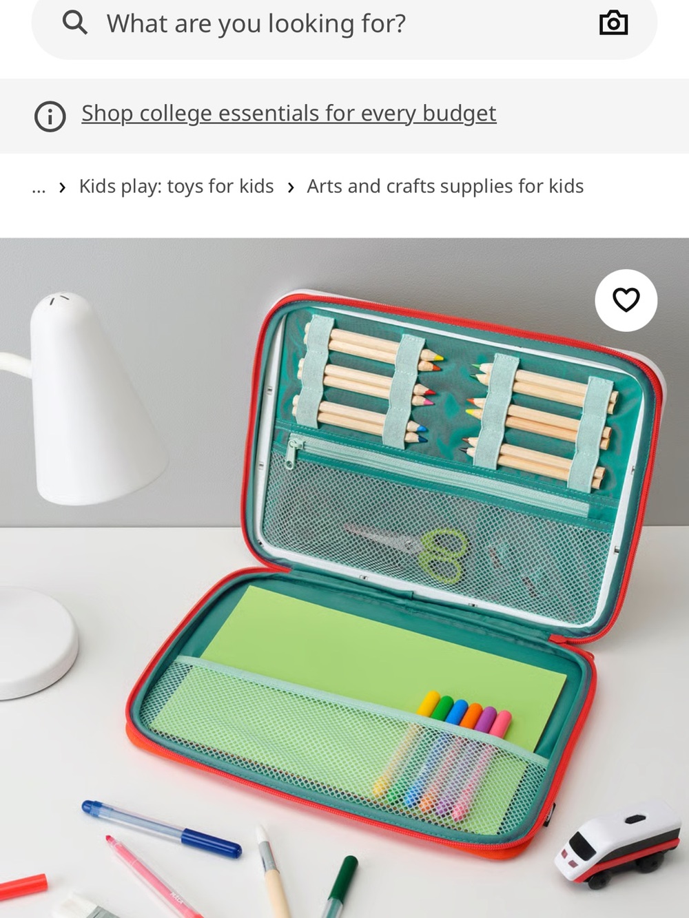 IKEA Kids Wooden Drawing Case with Red Handle and Trim